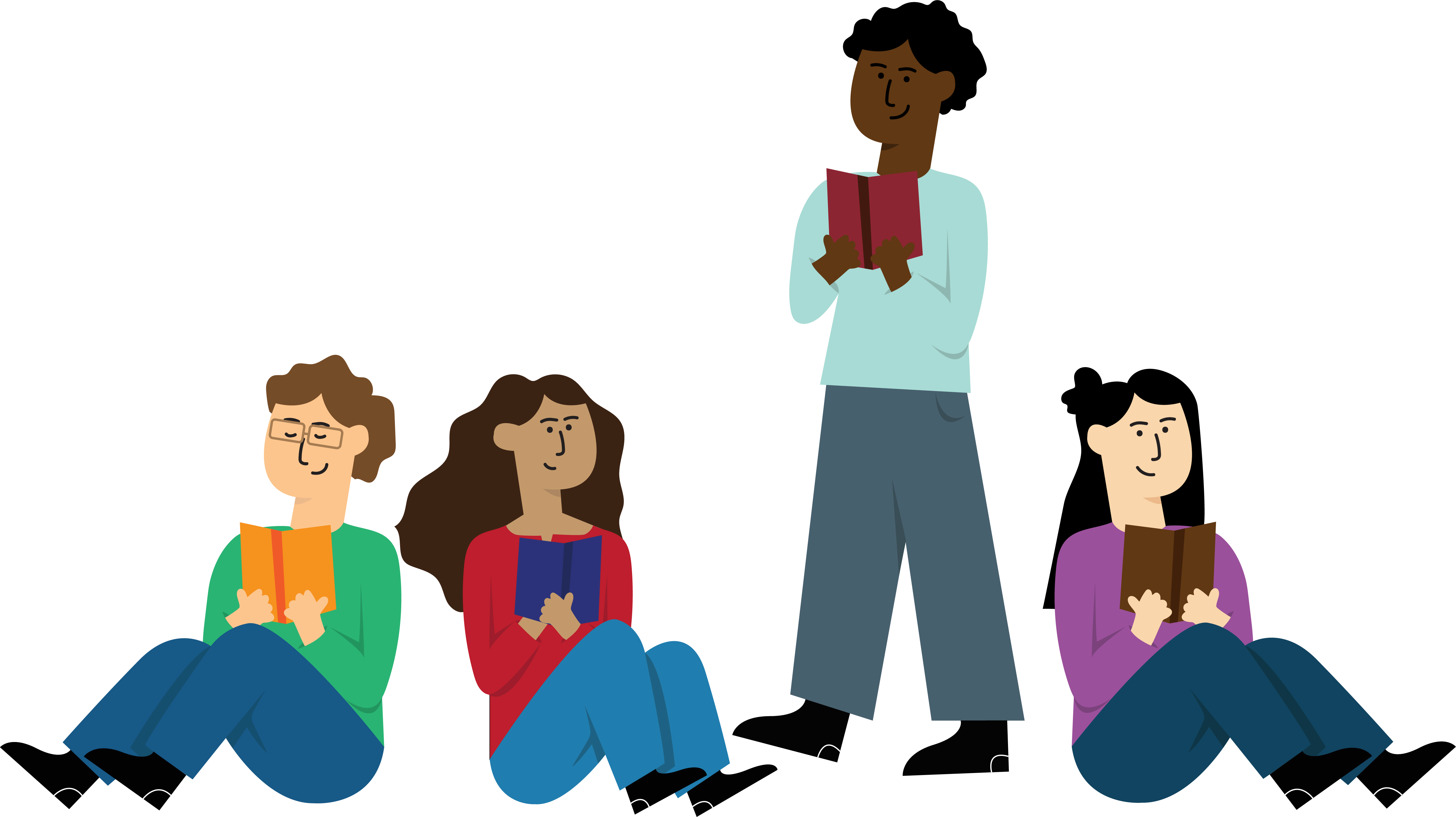 Diverse Teens Reading